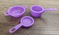 Vintage Barbie Kitchen Accessories Pots And Pans Purple Set Of 3 1990s Z10