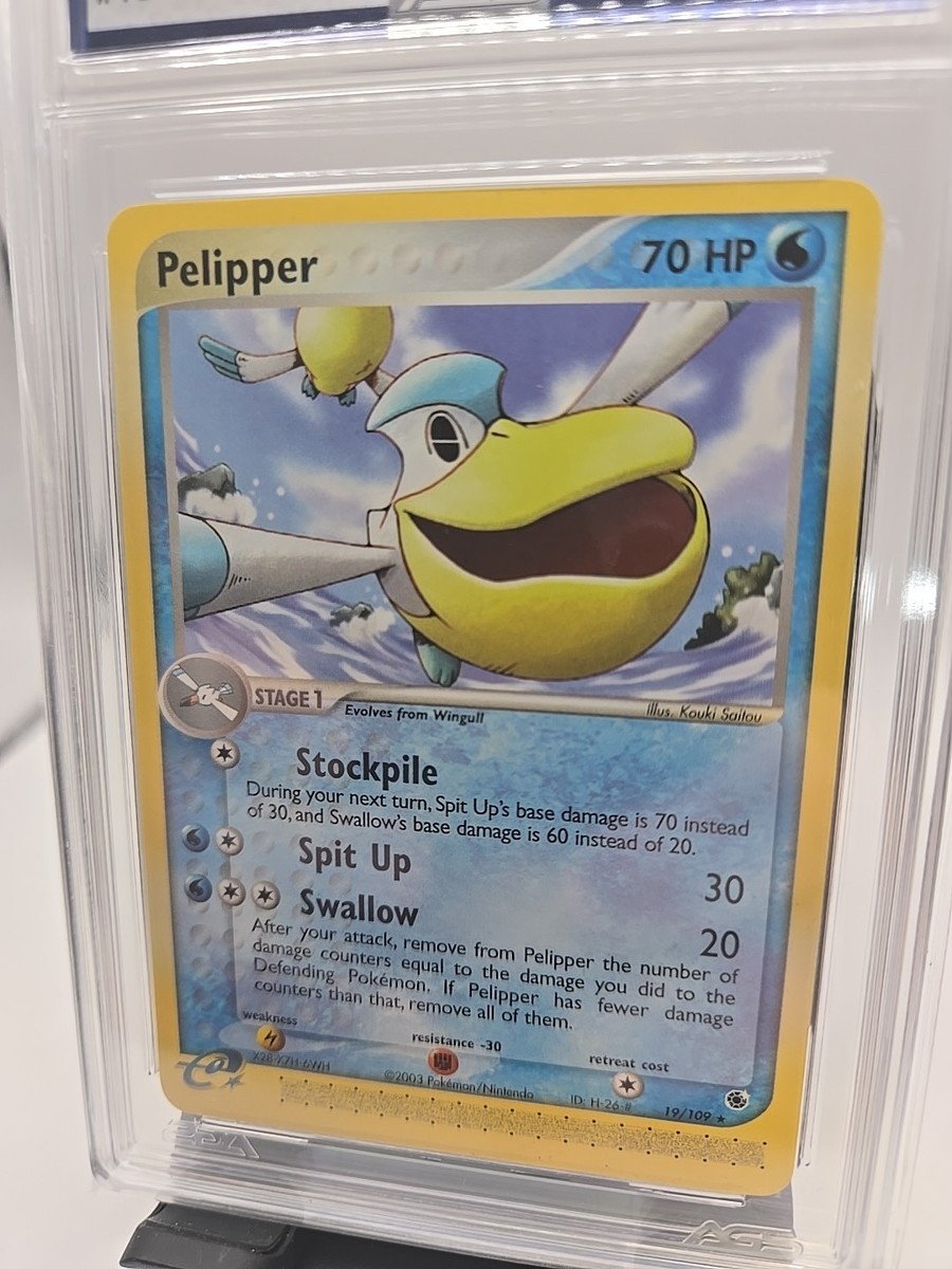2003 POKEMON EX RUBY & SAPPHIRE #19 PELIPPER AGS 9 MINT FREE