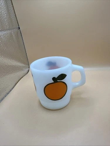 Single Vintage Fire-king Orange Mug Anchor Hocking Fire King Milk Glass #1