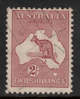 AUSTRALIA 1935 2/ MAROON KANGAROO (DIE II) TYPE (B) WMK CofA SG.134 VFU.
