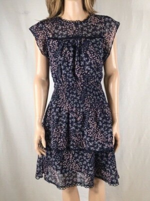 Junior's NWT Aqua Lace-Trim Floral Smocked Multicolor Dress Size S | eBay