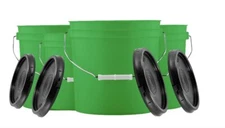 House Naturals 3.5 Gallon Green Buckets pails with Lids - Food Grade - BPA Free
