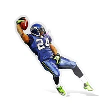 Marshall Lynch TD Blue Seattle Seahawks Glossy Sticker Vinyl Laminate Adhesive
