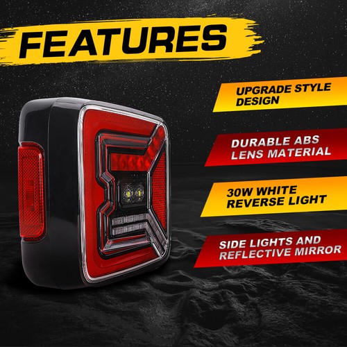 New Red Led Tail Lights Brake Reverse Running Back UP Lamp for Jeep 2018-2025 JL - Bild 5 von 11