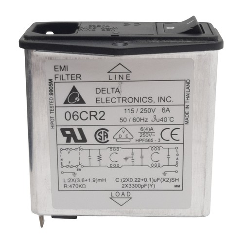 Delta Electronics 06CR2 EMI Power Line Filter, 6A 115/250VAC, Spade Terminals - Picture 4 of 10