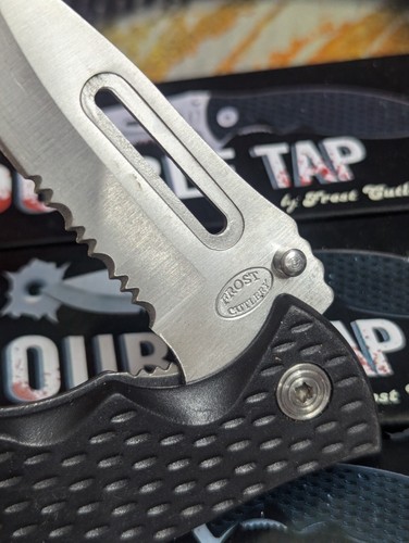 4 Double Tap Frost Cutlery Linerlock Folding Knife Stainless Steel w/ Belt Clip - Picture 2 of 8