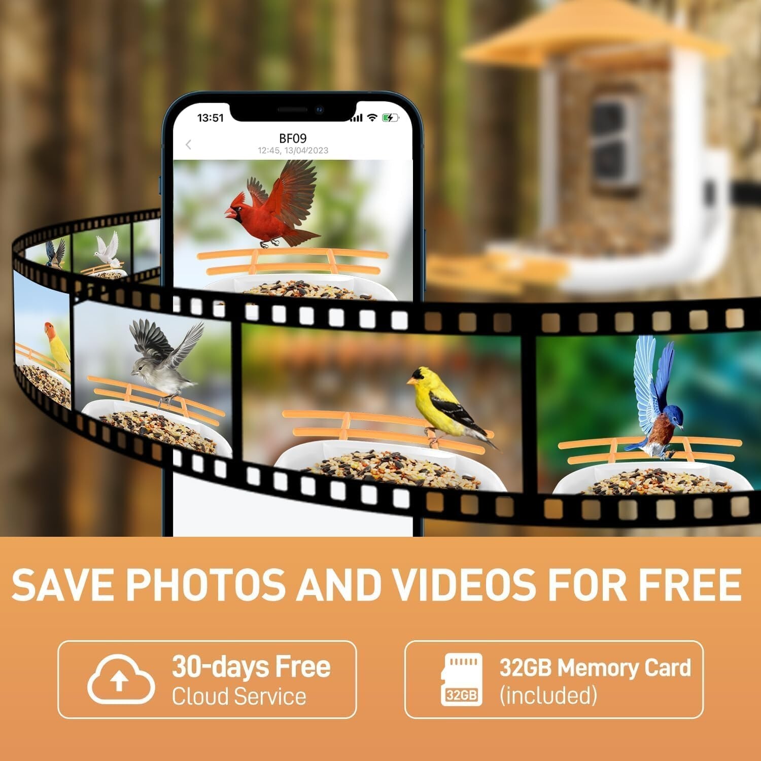 Smart Bird Feeder With Camera Solar Powered With AI Identify Species Night Visio