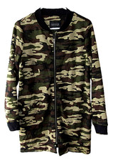 Sanctuary Size S Green Camouflaged Full Zip Soft Fabric Jacket