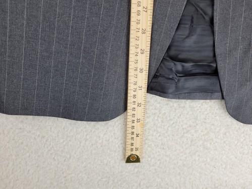 Chaps Ralph Lauren 2 Piece Suit Mens 44R Blazer 37/32 Pant Gray Striped Wool Mix - Picture 12 of 24