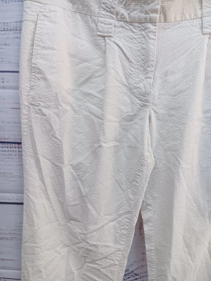 Pantalones para mujer J Crew 12 City Fit a rayas beige 100 % algodón con puños Foto 3 de 4