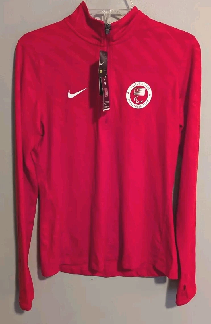 Nike Team USA Olympic Paralympic Team Long Sleeve Running Top Red Size Medium