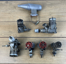 Vintage Gas Powered Model Airplane Engines Parts Lot Of 7 Fox Torpedo Enya
