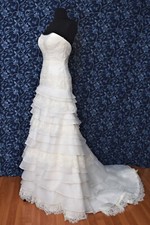 Essense of Australia D1319 Ivory Organza  Lace Strapless Wedding Dress 4 NWOT