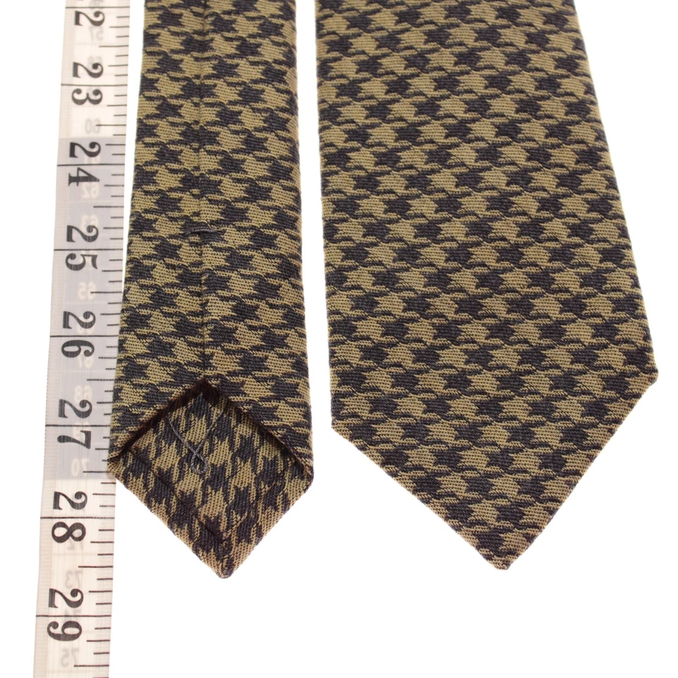 Corbata Kiton nueva sin etiquetas mezcla de lana/seda siete pliegues en pata de gallo tostado verdoso/gris Foto 4 de 4