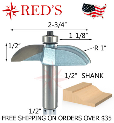 Tideway Carbide IND LC12061808 1-1/8'' Cove Raised Panel 1/2'' shank router bit