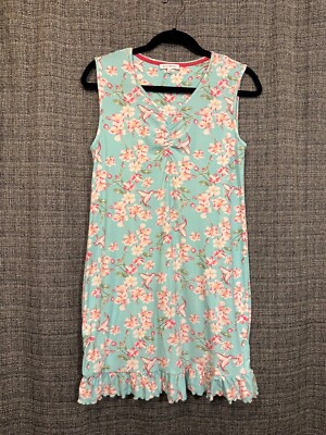 Emily & Jane Sleeveless Floral Nightgown Ruffle Hem Buttery Soft Small