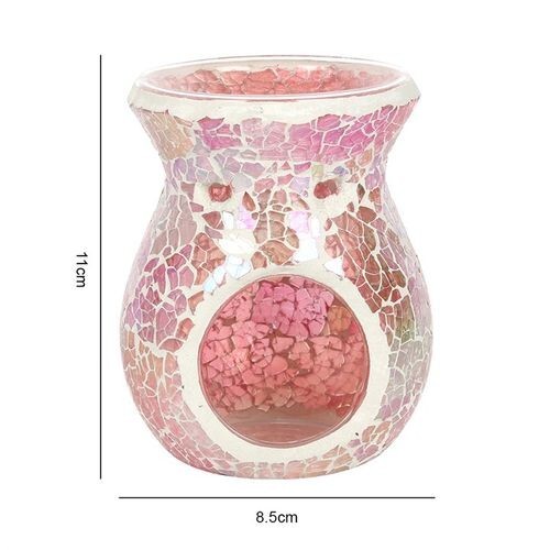 Small Pink, Large or Pillar Iridescent Crackle Oil Burner Wax Melt Burner - Picture 13 of 25