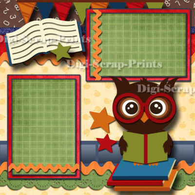 レア！Made in U.S.A. catalog & Scrapbook LEARN & DISCOVER school 2 Premade Scrapbook Pages paper