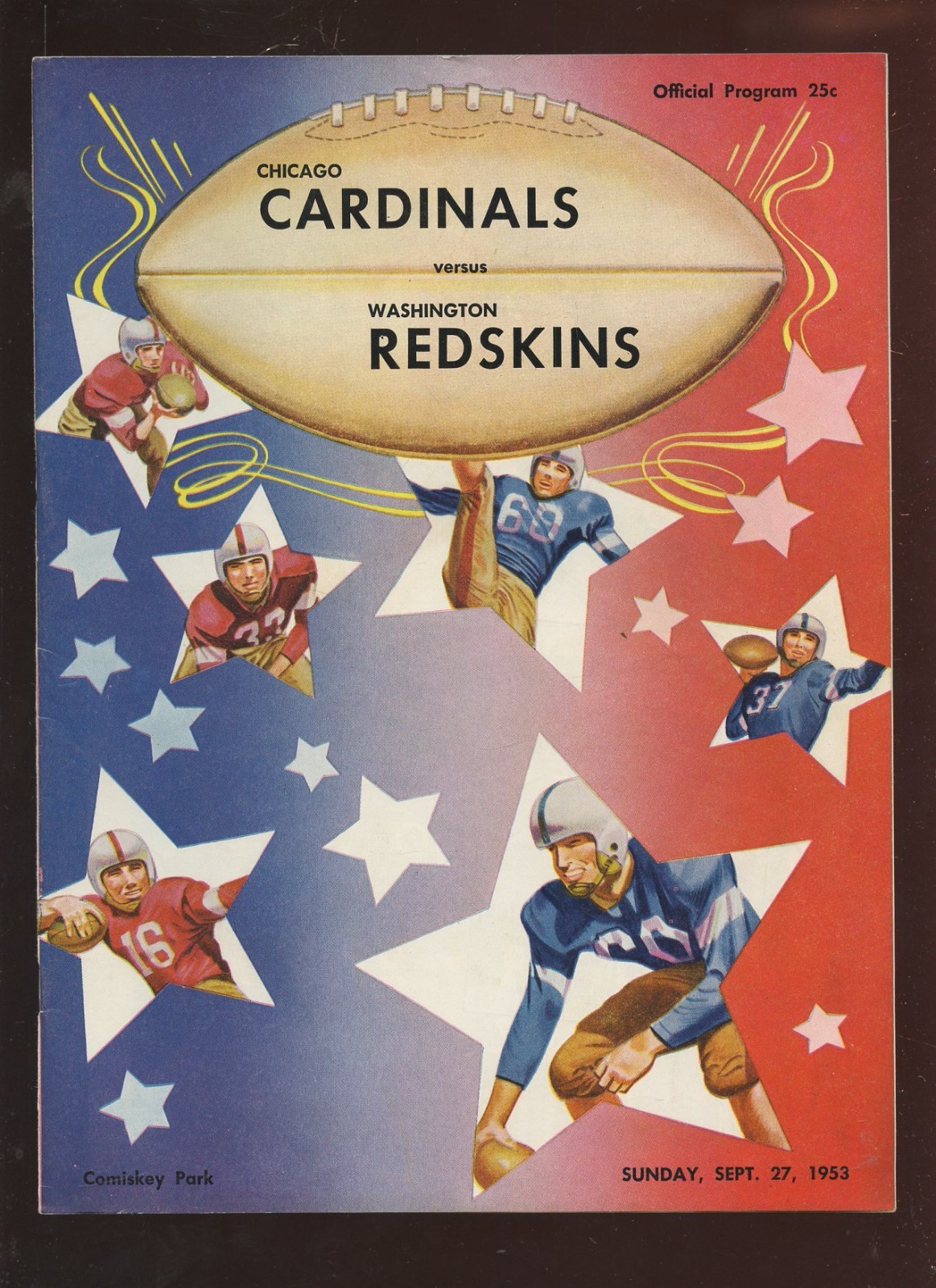 September 27 1953 NFL Program Washington Redskins at Chicago Cardinals ...