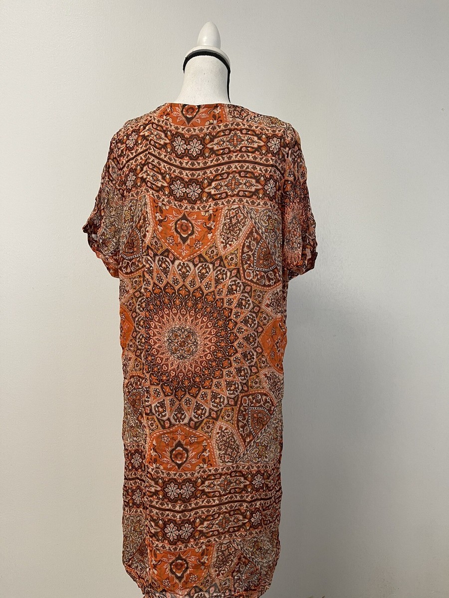 『TEN PAISLEY S/S ORANGE S』 Jones Shift Dress Womens 10 Paisley Short Sleeve Geometric