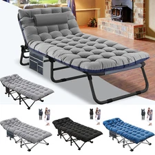 Rollaway Guest Bed Folding Cot With Mattress Pillow Supports to 440lbs For Adult