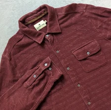 The Normal Brand Textured Knit Shirt Men's XL Red Wine Long Sleeve Button Up 