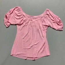 Pink Valentine’s Day Loose Flowy Blouse Women’s Small Ruched sleeve Relaxed