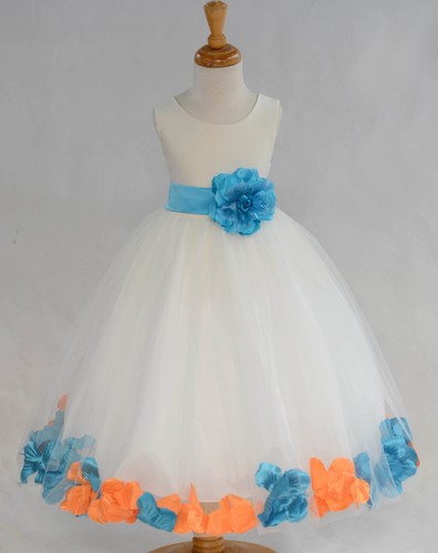 IVORY HOLIDAY CHRISTMAS ROSE PETAL WEDDING FLOWER GIRL DRESS 9M 2 4 6 8 10 12 14 - Picture 3 of 28