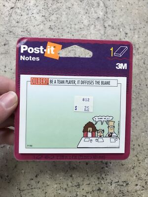 NOS 1996 Dilbert 3M Post-it Notes - Be A Team Player Diffuses Blame - Fast Ship