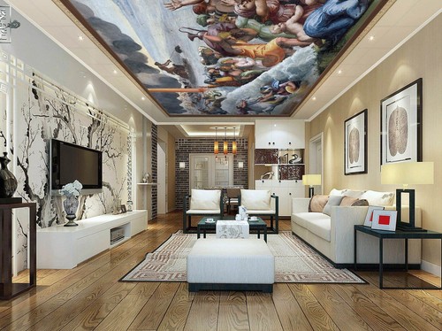 3D Renaissance People Sea Fairy - Ceiling Mural - Ceiling Wallpaper Mural - Picture 2 of 3