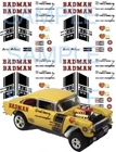 Badman 55 Chevy Gasser 4 sets 1:64 Water Slide Decals Hot Wheels Slot Car
