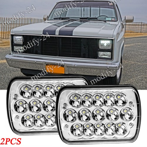 Pair 5x7" 7x6" LED Headlight Hi/Lo Beam fit GMC C1500 C2500 C3500 K1500 Suburban - Picture 1 of 16