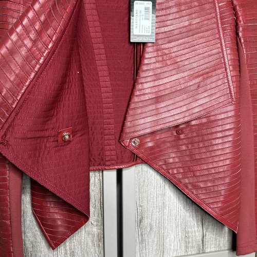 Marciano By Guess Women Drape Leather Jacket Shayna Dark Red Size 4 NWT - Picture 5 of 10