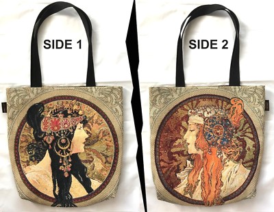 GROSSE EINKAUFSTASCHE BELGISCHER GOBELIN 40 CM X 40 CM, MUCHA BYZANTINISCH, ZWEISEITIG