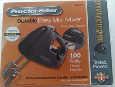 Proctor Silex Durable Easy Mix Mixer 100 Watts 5 Speeds Black 62507 New In Box