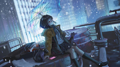 Anime Umbrella Girls Cats Kirino Ttk Looking Up  Gaming Mat Desk 6684