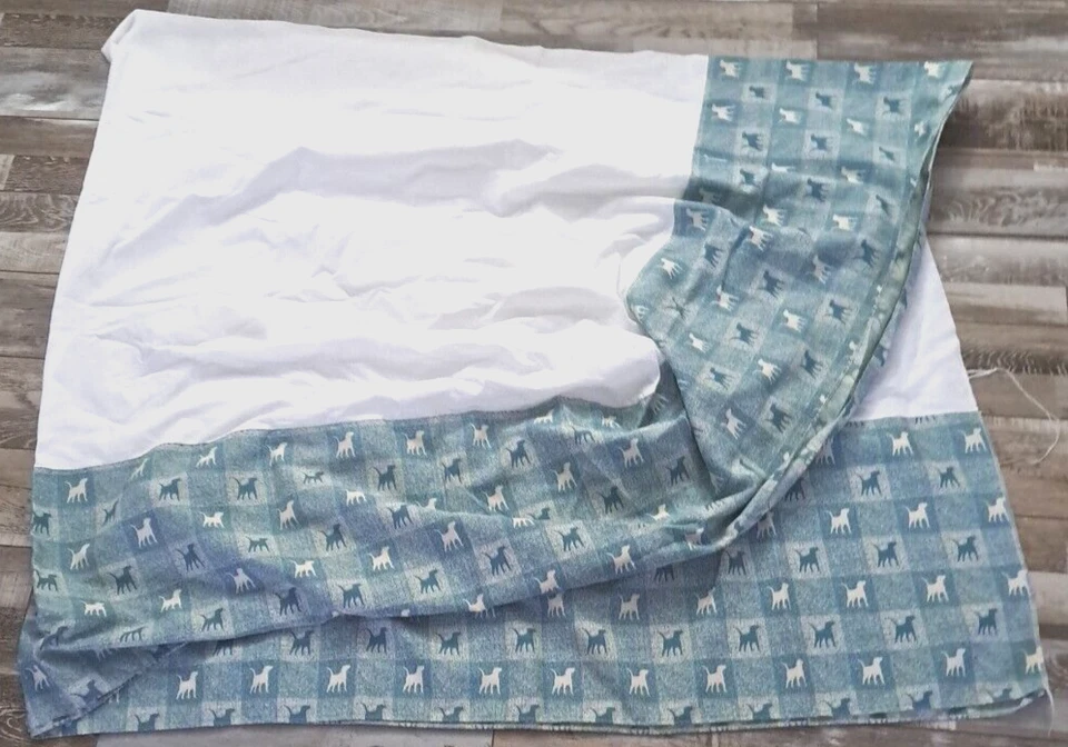 Falda Cama Queen Muelles Polvo Volantes Verde Patrón Perro Cachorro Amor Hecha en EE. UU. 60x80" Foto 2 de 4