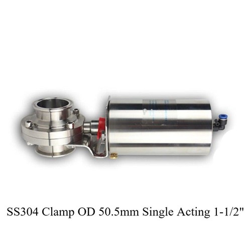 Pneumatic Sanitary Butterfly Valve SS304 Clamp OD 50.5mm Single Acting 1-1/2" - Picture 1 of 5
