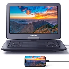 19" Portable DVD Player with 6 Hours Battery 16" 270° Swivel Screen HDMI USB TF