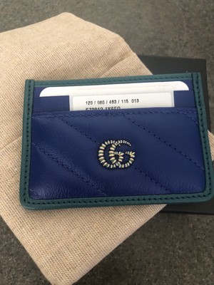 NEW Gucci BLUE/Green GG Marmont Leather 