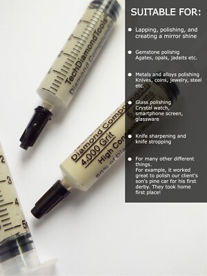 Diamond Paste Kit 3 Syringes 4000 8000 50000 Grit x 5 g (H) 50% Concentration