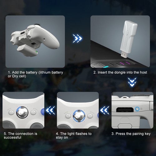 2pc Wireless Controller for Microsoft Xbox 360 Gamepad Game Console & USB Dongle - Picture 4 of 11