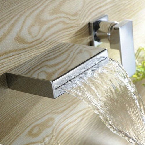 Rubinetto miscelatore beccuccio cascata diffuso bagno montaggio a parete maniglia singola rubinetti - Foto 3 di 9