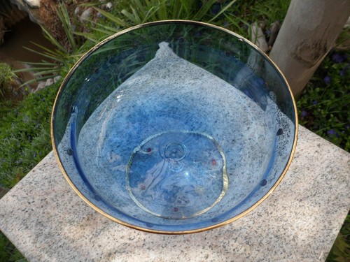 Italy BOHEMIAN Sorbet Bowl WINE Glasses Purple BLUE GOLD Twisted Stem Vintage - Imagen 9 de 11