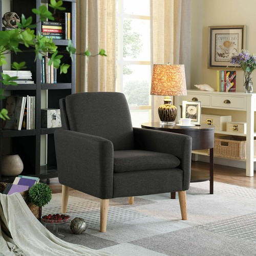 Contemporary Upholstered Accent Arm Chair Living Room Single Sofa Padded Seat - Picture 4 of 12