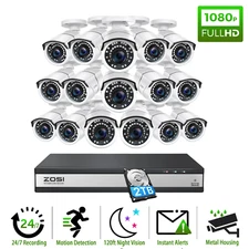 ZOSI 16CH H.265 1080P Outdoor Security Camera System 2TB HDD 16 Channel 4in1