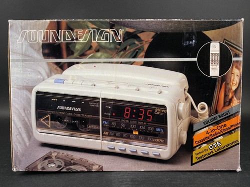 Vintage Soundesign AM FM Clock Radio Cassette with Telephone 7580IVY New - Picture 15 of 24