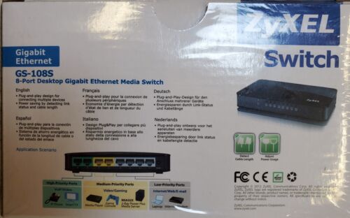 ZyXEL GS-108B 8-port Desktop Gigabit Ethernet Switch BRAND NEW SEALED BOX! - Picture 3 of 5