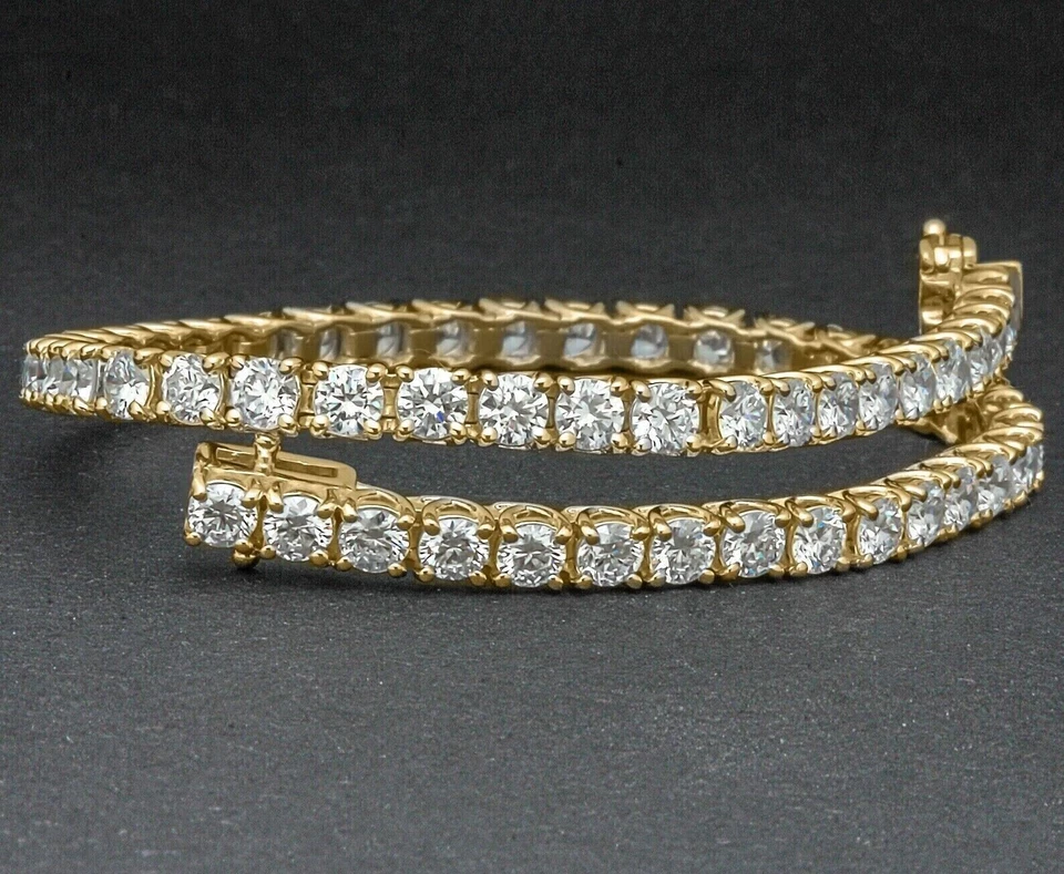 5Ct Round Cut Lab-Created Diamond Women's Tennis Bracelet 14K Yellow Gold Plated - Image 3 of 4