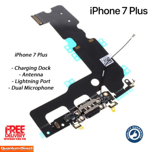 NEW iPhone 7 Plus Charging Dock Port Double Microphone Replacement BLACK - Picture 1 of 2